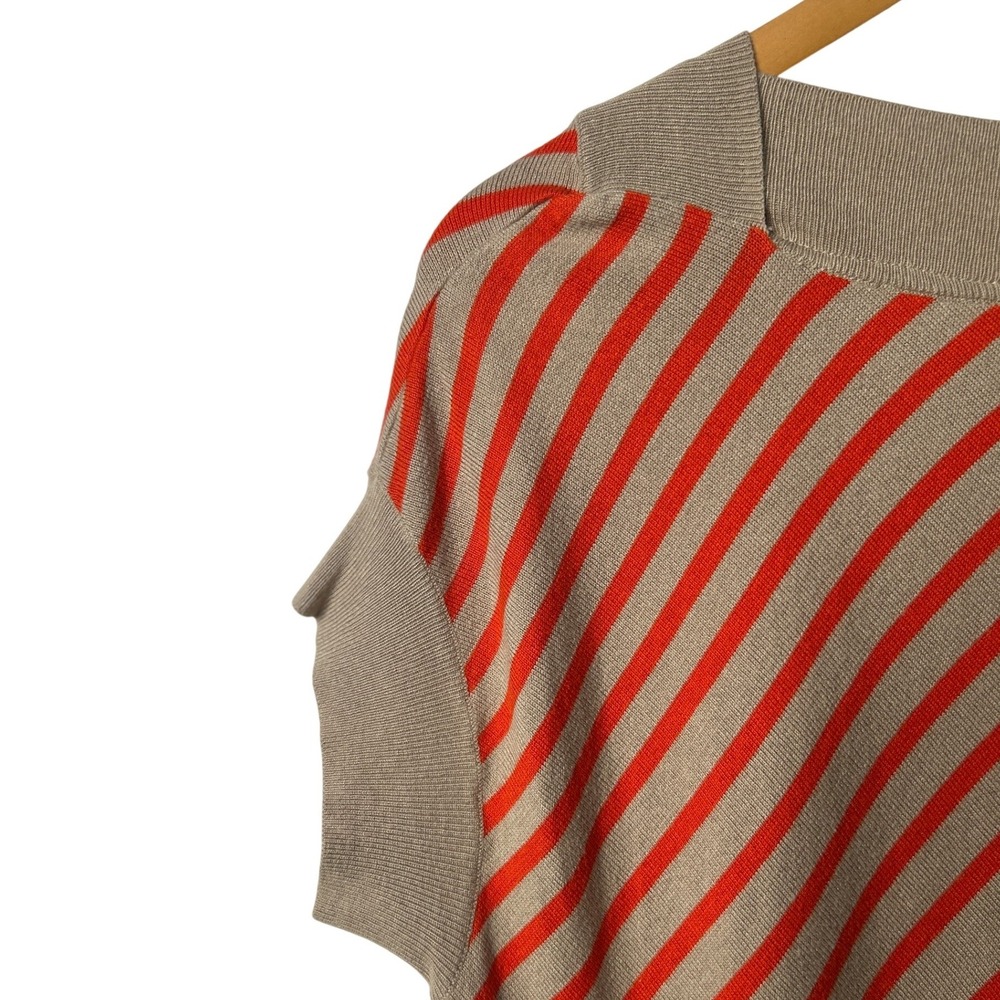 PLANET by Lauren G Stripe Knit Top M Beige Orange Cotton Modal Silk Avant Garde - Picture 10 of 14